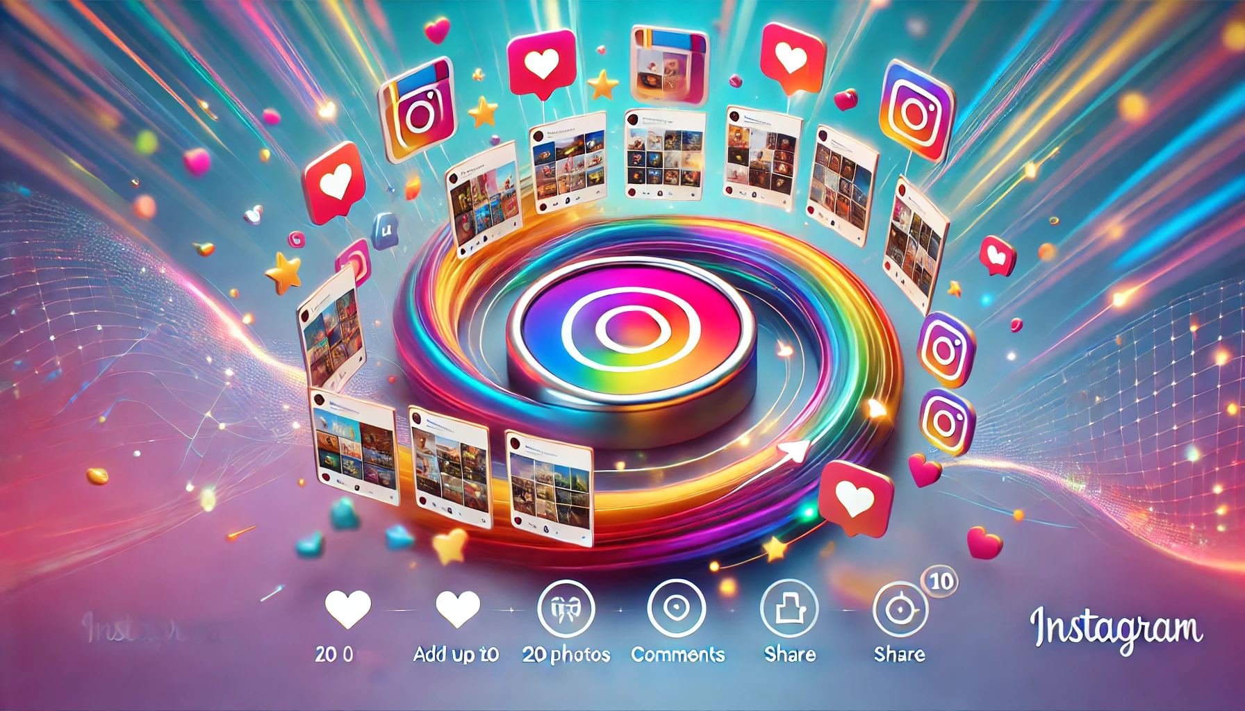 Até 20 fotos no carrossel